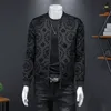Crown Vintage Jacket Men Spring s Korean Slim Club Outfit Bomber Black Print Jaqueta Masculina 211110