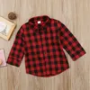 새로운 유아 키즈 아기 붉은 색 격자 무늬 탑 셔츠 소년 소녀 긴 소매 셔츠 블라우스 코트 귀여운 어린이 옷 210306