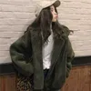 Lamm plysch jacka kvinnlig vinter korea ins harajuku vintage söt mode överdimensionell lös solid färg casual hooded 210608