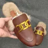 Designer's Half Hair Flat Bottom New Rabbit Fashion Lug Damesschoenen Autumn en Winter Dikke Furry Warm B34 115 720