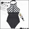 Tute Attrezzatura per il nuoto Sport all'aperto Costume da bagno intero a righe in maglia nera sexy Costume intero da donna Costume intero Trikini taglie forti Monokin