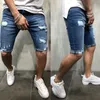 NIEUWE MEN MERK SHORTS JEANS Korte broek vernietigde skinny jeans gescheurde broek Frayed denim C0222