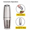 Beeman Automatic Salt and Pepper Grinder Gravity Electric Spice Mill Adjustable Spices with LED Light Kitchen Tools 210611