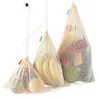 Dozzesy reutilizable Malla Producir bolsas de algodón orgánico Mercado Vegetal Fruit Bolsa de compras Cocina Cocina Bolsa de almacenamiento Bolsa de cordón DAW283