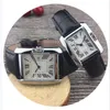 Couple de luxe montres design d'affaires haut de gamme femmes hommes montre carré en cuir noir argent dames bracelet hommes montres lo244x