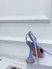 Casual Designer Sexy Lady Mode Kvinnor Sandaler Svart Glitter Strass Peka Toe High Heels Slingback Skor Pumpar