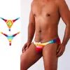 Men's Shorts 2021 Rainbow Print Men Tight Sexy Swimwear Beach Swim Low Waist Swimsuits Bikinis Briefs Bathing Suits