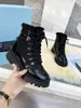 2023 Designer Brushed leather and nylon laced booties Women Ankle Boots Winter Biker Boot Australia Booties size EU 35-41