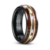 Wedding Rings BONLAVIE 8mm Black Gold Inlaid Wood Grain Abalone Shell Tungsten Carbide Men's Ring Fashion Jewelry
