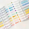 Evidenziatori 6pcs Dots Highlighter Pen Set Dual Side Writingine Marker per disegnare pittura Materiale scolastico per ufficio H6279