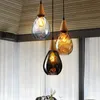 Anhängerlampen moderne Bernsteinglas LED Leuchten für Wohnzimmer Café Büro Vintage European Rustic Color Hand Blown Lampe