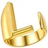 Creative 26 A-Z Engelska Brev Initial Ring Enkel Guldfärg Öppna Ringar Justerbara Alfabet Smycken Gåvor för Lady Girls