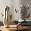 VILEAD Ceramic White Cactus Figurines Nordic Creative Plant Ornament Modern for Interior Home Office Desk Decoration Accessorie 210804