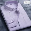 Camisas casuais masculinas Moda Oxford Vestido para Homens Botão de Roupas para cima Camisa Manga Longa Masculino Formal Escritório Listrado
