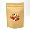 100 pcs/lot sac en papier Kraft avec fenêtre sachets alimentaires vides emballage de collation de thé aux fruits sacs debout pour le stockage