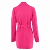 Wiosna Blazer Dressturn-Down Collar Pack Płaszcz Casual Kobiety Różowy Z Długim Rękaw Kurtka Pojedyncza Kurtka Single Garnitur Odzież 211019