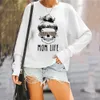 Momlife Letter Printing Crewneck Sweatshirt Fall Women Hoodies Fashion Leopard Glasses Skull Jumper Womens Clothing Tops 201126