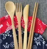 Chopsticks Bamboo Cutlery Set Portable Tableware Spoon Torba słomy
