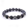 12 Zwarte natuursteenstrengen Controleren Bracelet Horoscope Sign Bracables For Women Men Men Mode Jewelry Will en Sandy