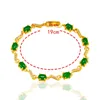 Red/Green Stone Women Wrist Chain 18k Yellow Gold Filled Elegant Fashion Bracelet Gift Beauty Girl Jewelry