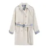 PERHAPS U Women White Faux Fur Coat Outwear Button Warm Thick Turn Down Collar Pocket Sash Double-Breasted C0446 210529