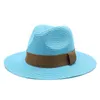 Panama Straw Hat Kvinnor Sun Hattar Damer Vår Sommar Sunhat Män Wide Brim Cap Mens Jazz Caps Kvinna Mode Utomhus Havsstrand Sunhats Man Chapeau Partihandel 2021