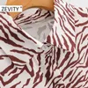 Zevity Autumn Women Vintage Animal Texture Print Shirt Dress Office Ladies Chic Pleats Big Swing Casual Business Vestido DS4548 210603