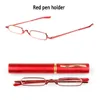 Okulary przeciwsłoneczne Mini modne okulary odczytu Flip Cage Portable Pen Holder Presbyopia z diopterem 10 15 20 25 30 35 405442404