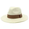 Panama Słomiany kapelusz kobiety słońce kapelusze damy wiosna lato sunhat mężczyźni szerokie bruchy cap męskie czapki jazzowe kobieta moda odkryty morze plaża sunhats mężczyzna chapeau hurtownie 2021