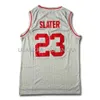 Full Embroidery Bayside Slater #23 Morris #25 Grå baskettröja Billiga Retro College Jersey XS-6XL