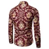 Men's Casual Shirts Long Sleeves Fashion Flowers Printed Tops Casuals Outdoor Tees Lapel Neck Clothes Colors M-4XL