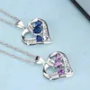 925 Sterling Mode Partihandel Nya Trendiga Halsband Silver Charms Love Hollow Heart Shaped Crystal Pendants Smycken