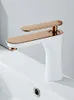 Rose GoldWhite Bathroom Basin Faucets Solid Brass Sink Mixer Cold Single Handle Deck Mounted Lavatory Taps Arrival13894828