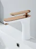 Rose Gold/White Bathroom Basin Faucets Solid Brass Sink Mixer & Cold Single Handle Deck Mounted Lavatory Taps Arrival1