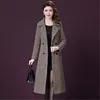 Manteaux en laine pour femmes, mélanges d'automne et d'hiver, grande taille, vestes longues, pied-de-poule, Slim, pardessus tendance pour Femme
