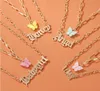 Sweet Layered Necklace Girls Acrylic Butterfly Double Layer Letter Alphabet Angel Honey Pendant Necklace Jewelry Gift For Women DHL ship