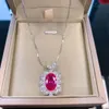 Ruby Diamond Set 100 ٪ Sterling Sterling Sier Party Wedding Rings Necklace للنساء مجوهرات الزفاف