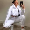 Mulher casual cor sólida de manga comprida Calças Calças SweatherShirt Terno de esportes Camisas Tops Calças Stretchy Femme Roupas Roupa 210714