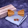 Papillon 2021 Mens adulti Papillon in legno Pocket Square Gemelli Set Uomo Legno Corbatas Hombre Pajarita Accessori Regali