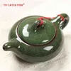 Chinês tradicional gelo crack esmalte chá de chá, design elegante de design, China presentes criativos bule vermelho 210621