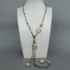 Y Ying Natural Green Diopside Odlat White Coin Pearl Long Sweater Chain Halsband 41 274J5981344
