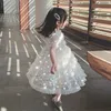 2020 baby girl flower dress Baptism Dress newborn wash picture Princess Birthday white shiny Festival celebrati Q0716