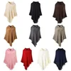 Scarves Women Winter Knit Hooded Poncho Cape Crochet Fransed Tassel Shawl Wrap tröja