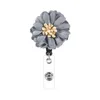 NEWRetractable Flower Badge Reel Lanyard ID Card Badge Holder Ski Pass Multipurpose Key Chain Metal Anti-lost Clip School Office RRD13023