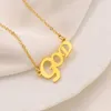 Moda Pingente letra deus grupo 18k ouro amarelo cheia de corrente colar g o d grande coreia ninfa estudante clavícula