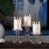 1pc 3.46 / 4.52 / 5.51 In Glass Candle Holders for 3\" Pillar Candle and 3/4\" Taper Candle Wedding Decoration Candlestick 240C3