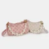 Evening Bags Woven Portable Pearl Dumpling With Silk Scarf 2021 Fashion Ice Berry Powder Underarm Bag Purses & Handbags Luis Vitton