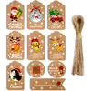 50 Stück Frohe Weihnachten Kraftpapier Tags DIY handgemachte Geschenkverpackung Papier Etiketten Weihnachtsmann Hang Tag Ornamente LLA10234