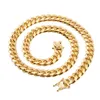8mm 10mm 12mm 14mm 16mm rostfritt stål smycken 18K Guldpläterad högpolerad Miami Cuban Link Necklace Punk Curb Chain272i