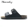 Ny sommarstil skor Kvinna Sandaler Cork Sandal Top Quality Buckle Casual Tofflor Flip Flop Plus Size 6-11 Gratis S 210310